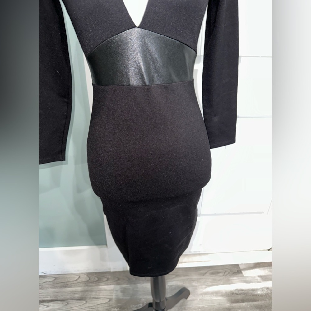 Mason leather trimmed deep plunge v neck Bodycon dress size XS - Picture 6 of 12